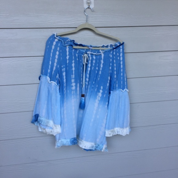 America + Beyond Blue Watercolor Tassel Top - Picture 5 of 8